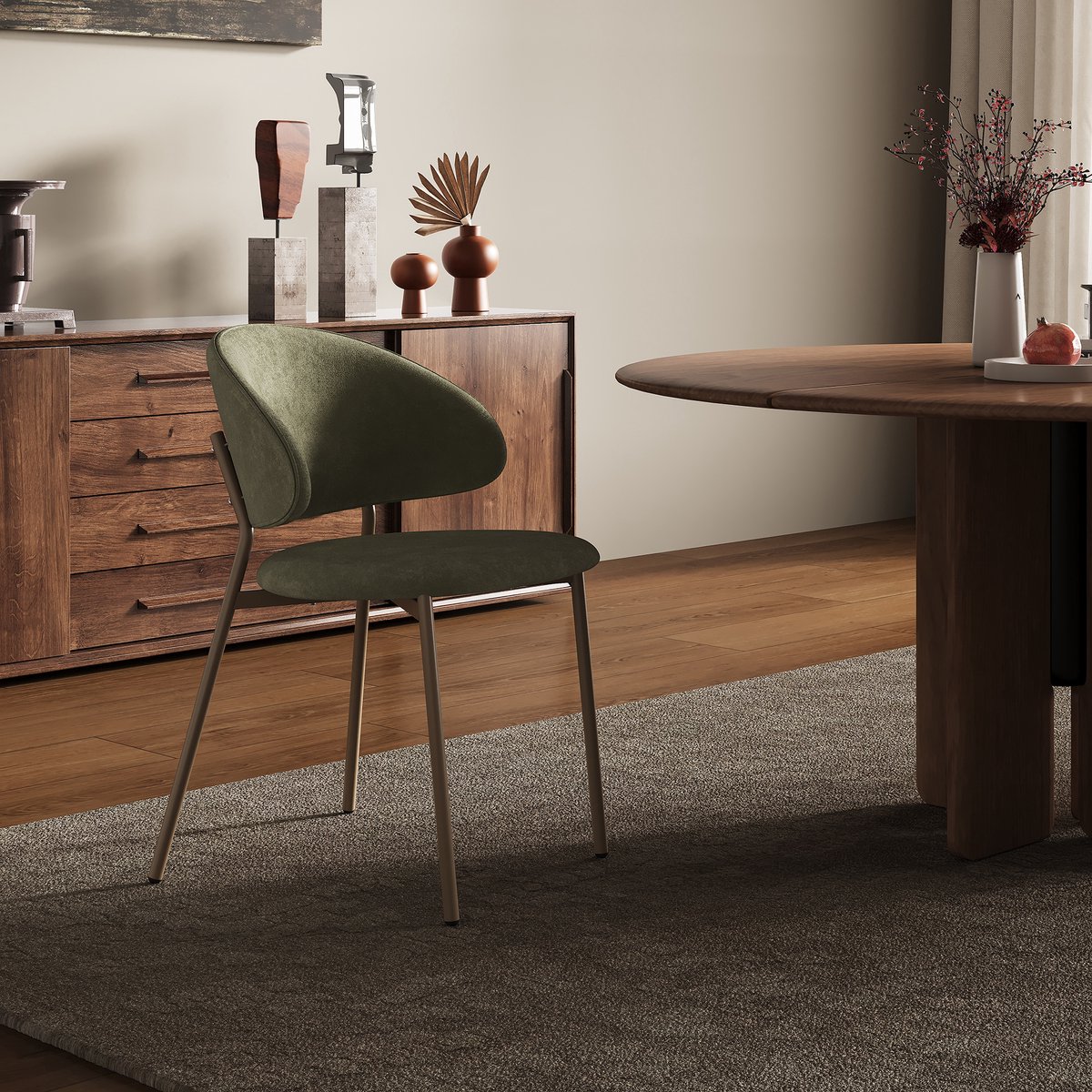 Eetkamerstoel Lipis set van 6 groen 77x53x56 cm [en.casa]