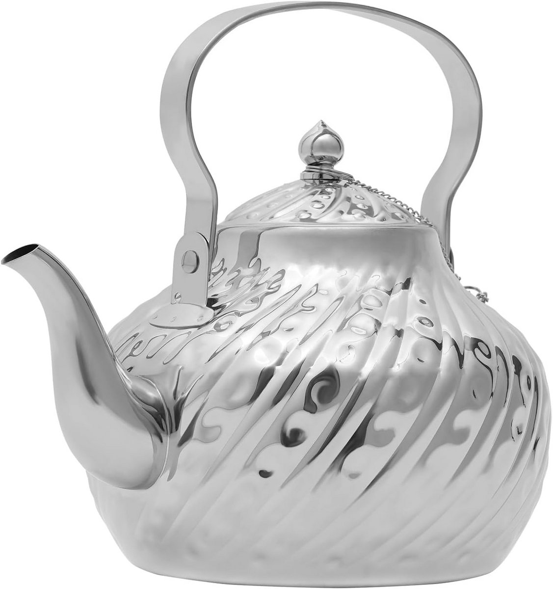 Grote Theepot RVS met Zeef 2 Liter - Druppelvrij voor Thee en Koffie