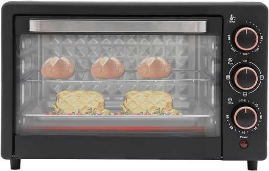 DVDSS® Mini oven - tafeloven - Pizza oven - 22L - 1000W - 37 x 42x 25 centimeter - Zwart