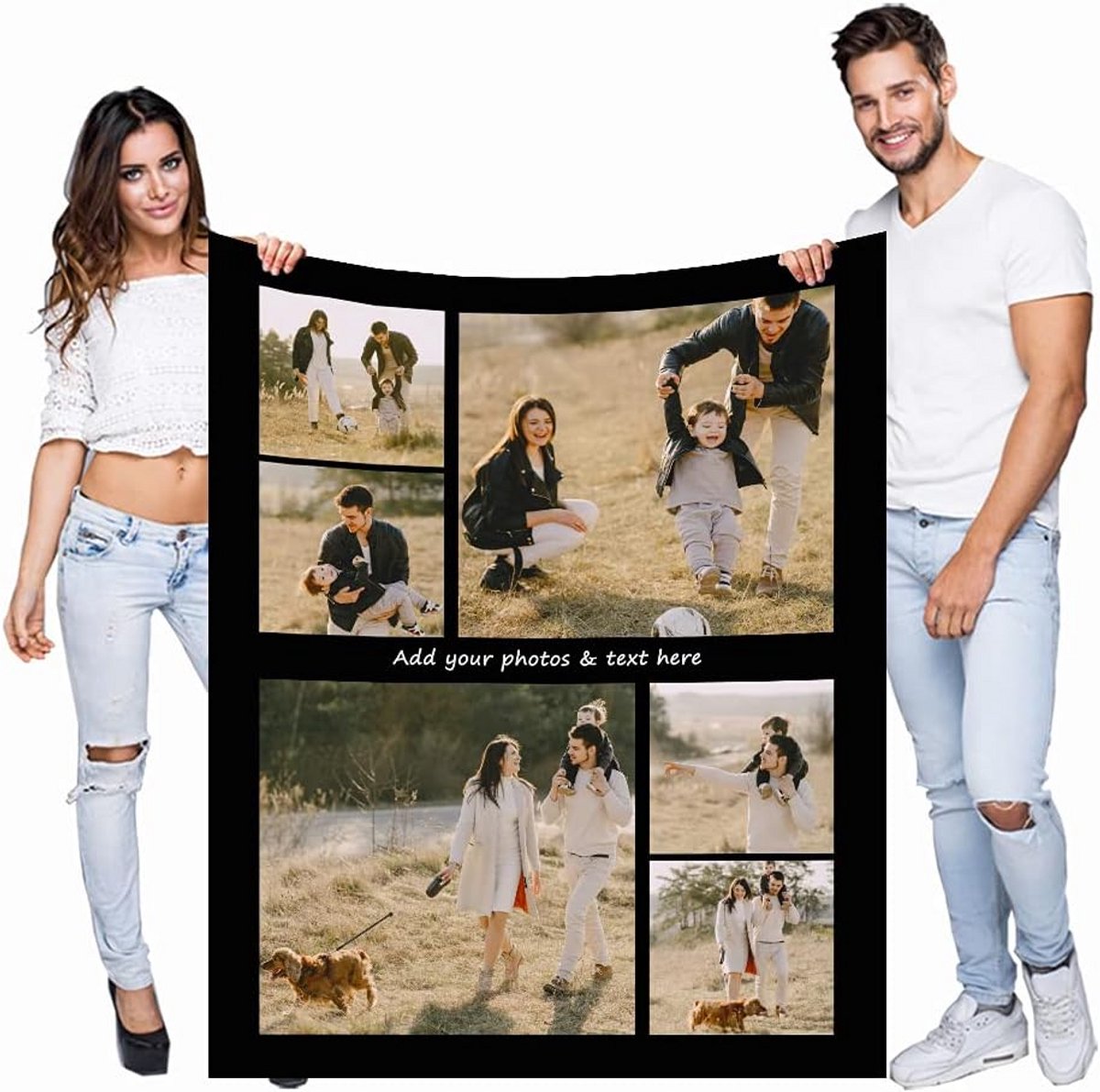 Gepersonaliseerde Fleece Plaid met Foto - Uniek Cadeau voor Verjaardag of Jubileum