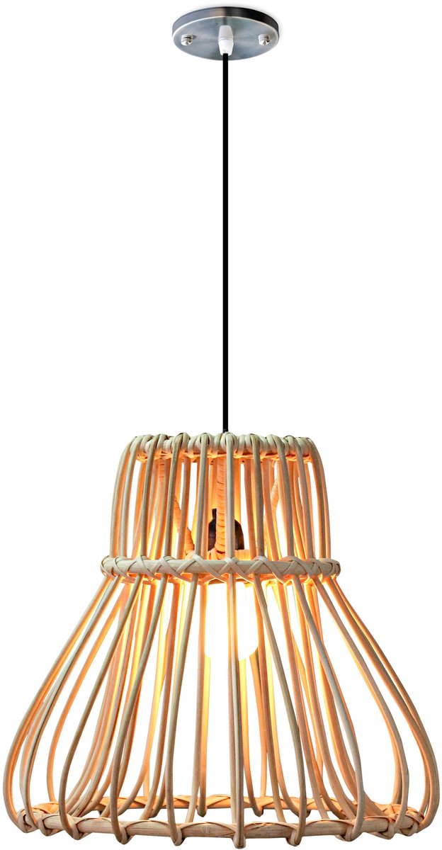 Belvivere Rotan Hanglamp Ibiza Stijl - Oosterse Bohemian Hanglamp - Handgemaakt van Natuurlijk Rotan - Lamp voor Woonkamer en Eettafel