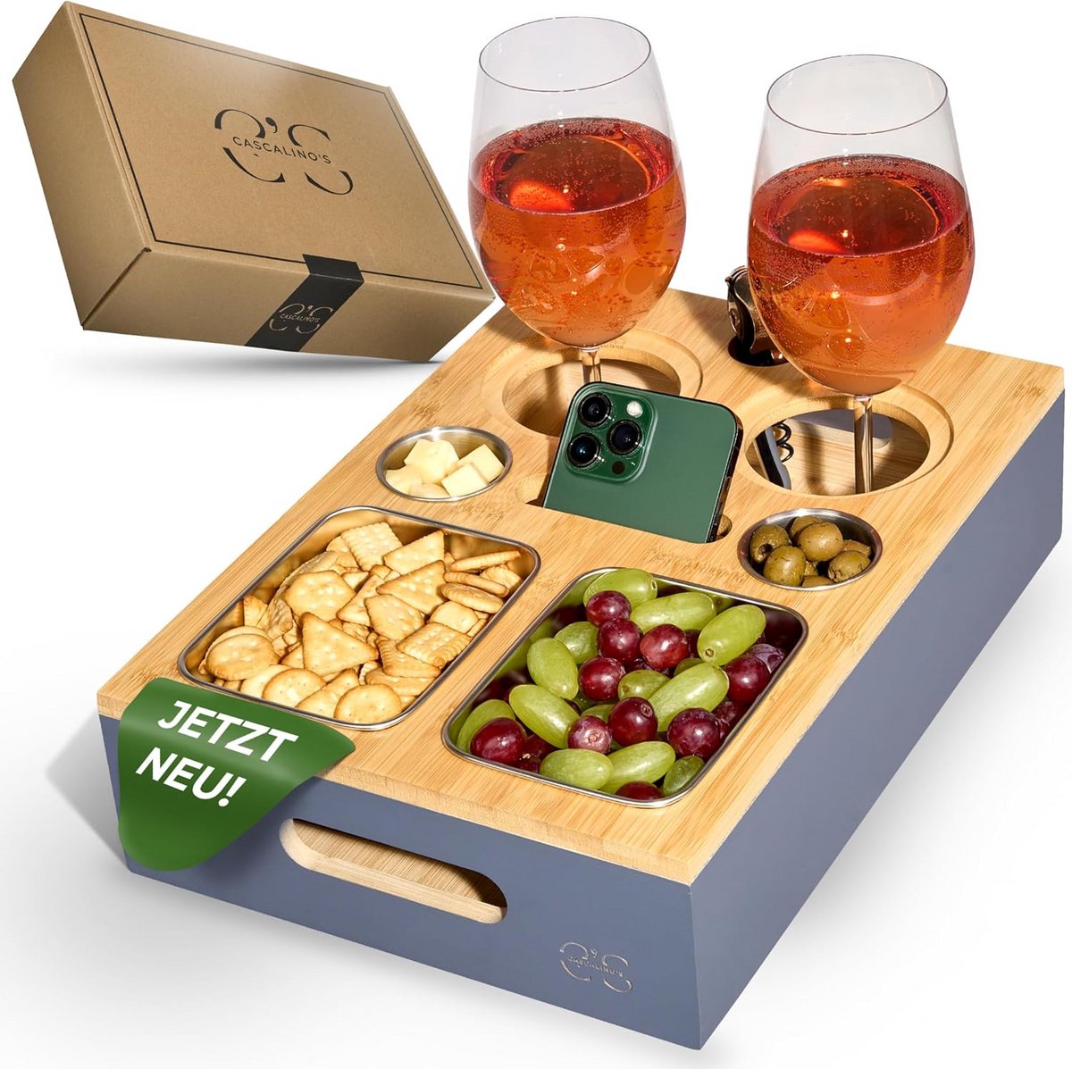 Houten Banktafel met Snackschalen en Bekerhouder voor Bank en Sofa