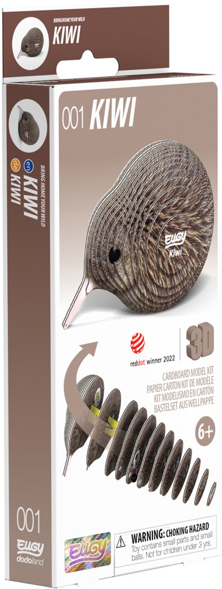 EUGY 3D Puzzel - Kiwi Bruin - Vogels - Duurzaam - Verzamel Ze Allemaal - 6 Jaar — afbeelding 7