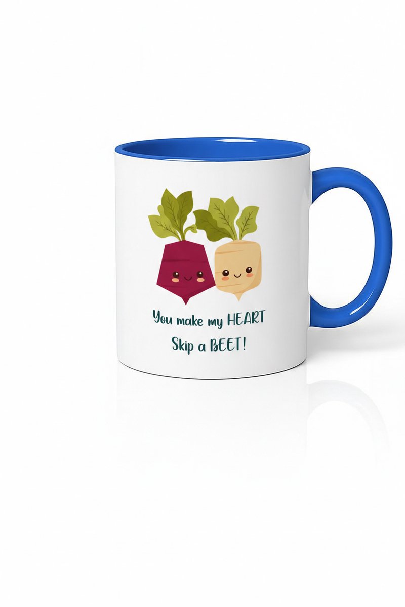 Grappige Bieten Mok: 'You make my HEART Skip a BEET!' - Liefdevolle Koffiemok & Theemok Cadeau