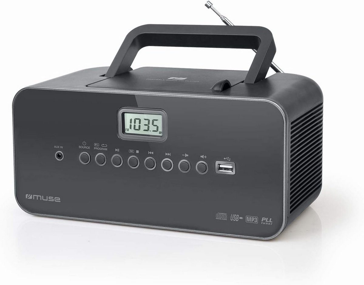 Draagbare CD-speler met Radio, USB en MP3-weergave (Netstroom/Batterij)