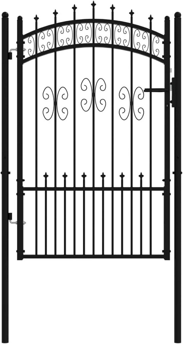 Stevige Zwarte Tuinpoort met Speerpunten - Hoge Vleugelpoort voor Tuin en Erfafscheiding