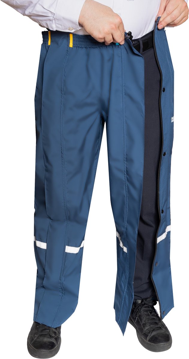 Donkerblauw regenbroek met volledige rits van Hello Rain 4XL