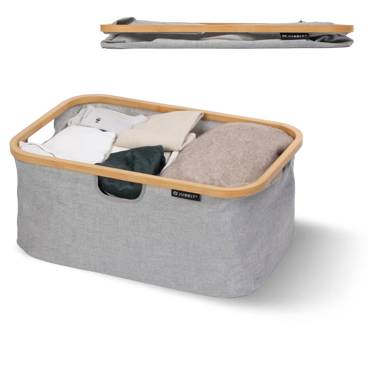 Jubbly® - Wasmand opvouwbaar - Wasbox - Heupwasmand - 45 Liter - Stof - Beige