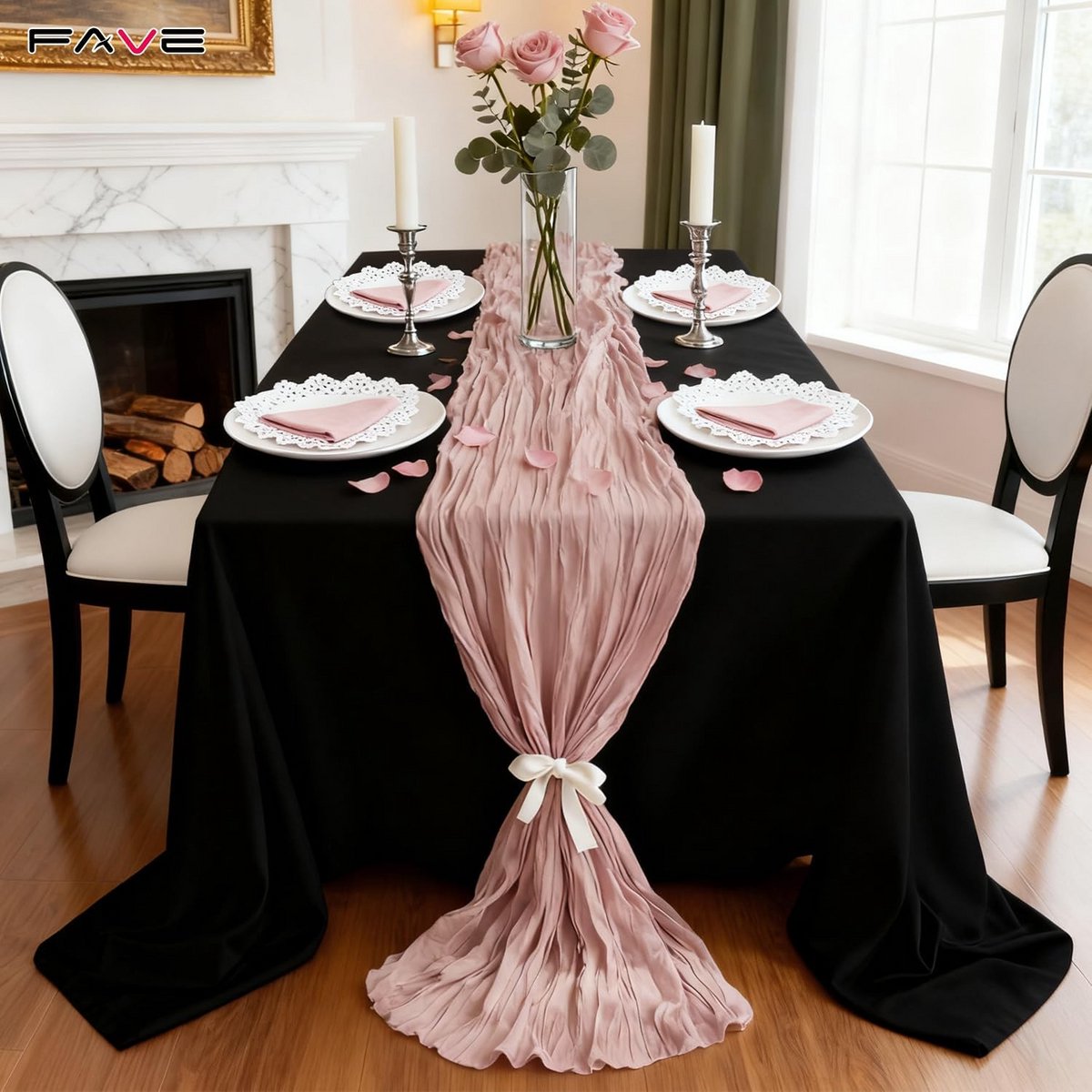 Lange Tafelloper van Kaasdoek - 3 Meter - Dusty Pink - Decoratie voor Feest of Bruiloft