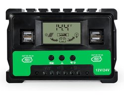 MPPT Solar Laadregelaar 60A - 12V/24V Automatische Solar Paneel Controller met 4 USB Poorten
