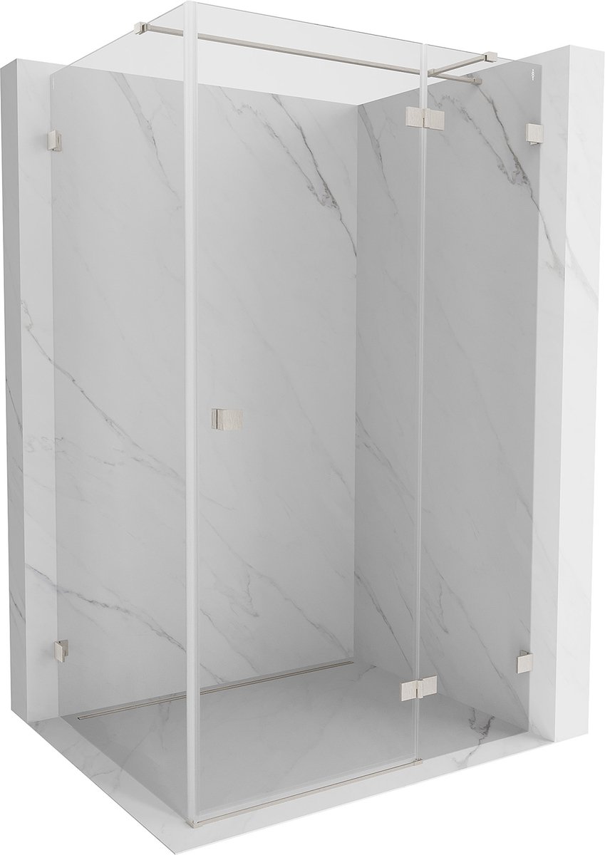 Mexen Lunar T schuifbare douchecabine rechts 75 x 80 , transparant, geborsteld nikkel - 834T-075-080-97-00-P