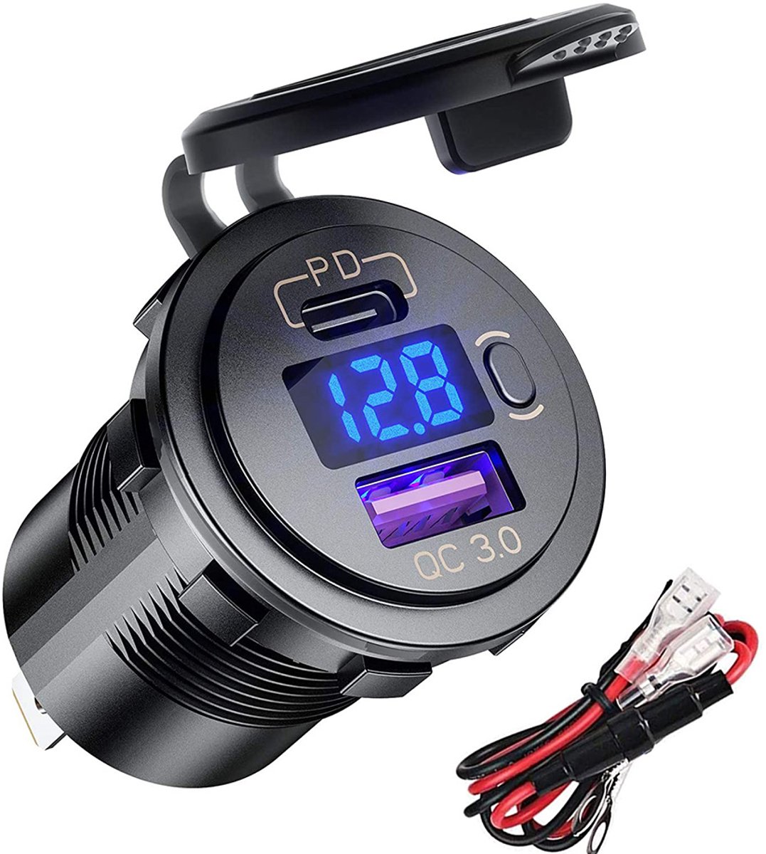 HOMTAS Autolader USB C & USB A - Auto Oplader 2 Poorten - Tot 3x sneller opladen - Snellader - Sigarettenaansteker Splitter - Adapter Auto Lader - 12V USB - 2026 model