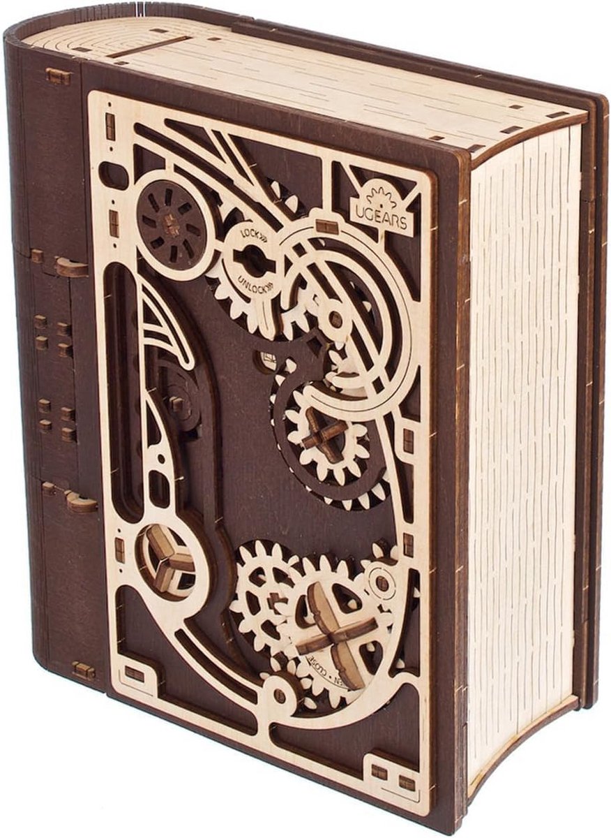 Houten 3D Puzzel Mysterieboek met Mechanisch Cijferslot - Steampunk Modelbouwset