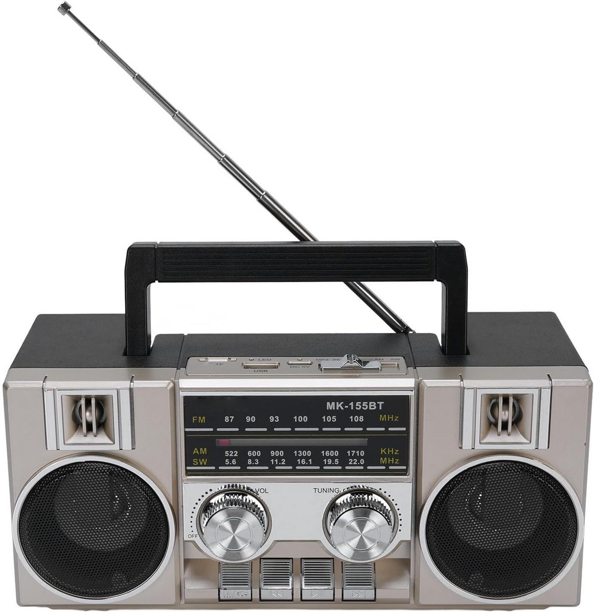 Draagbare AM FM SW Radio met Oplaadbare Accu en Bluetooth Speaker