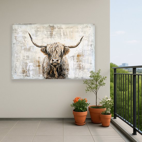Schotse hooglander - Wanddecoratie buiten - Tuinposter - 90x60 cm
