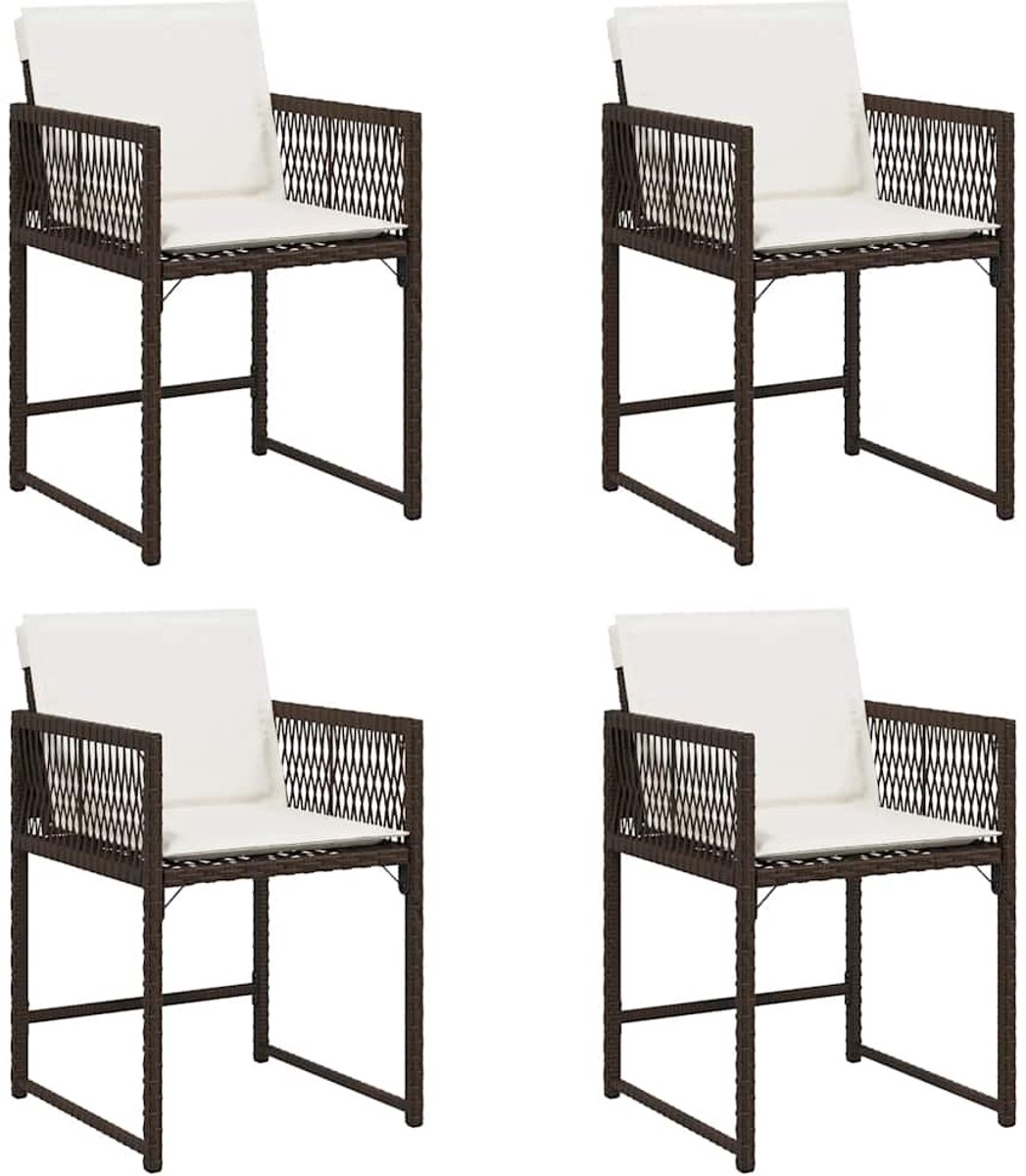 vidaXL - Tuinstoelen - 4 - st - met - kussens - poly - rattan - bruin
