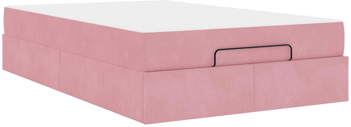 vidaXL - Bedframe - met - matras - 2 - st - Roze - Fluweel