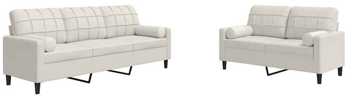 vidaXL - 2-delige - Loungeset - met - kussens - en - bolsters - fluweel - crèmekleurig