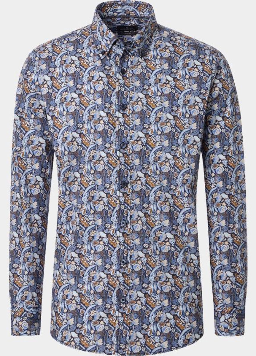 Casamoda Casual hemd lange mouw Blauw B.D. Casual Fit 126130070/100