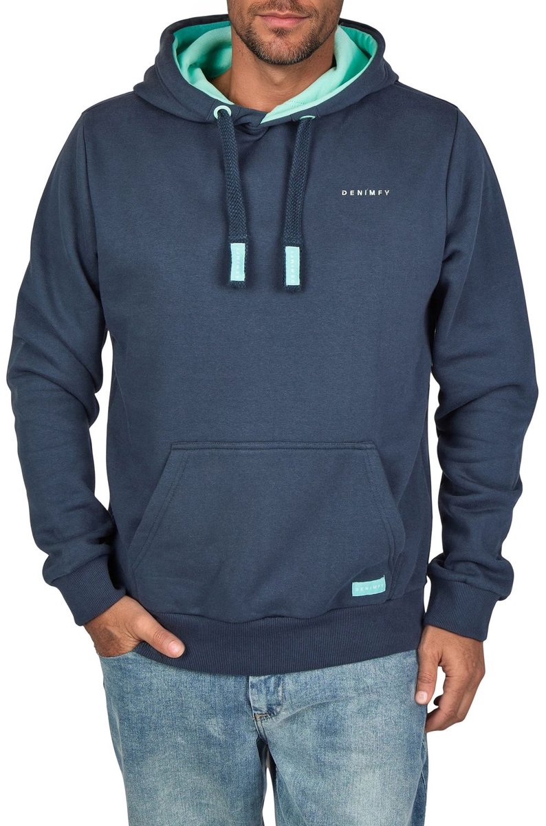DENIMFY Heren Sweatshirt DFBenno regular fit Blauw M Volwassenen hoodie / capuchon trui