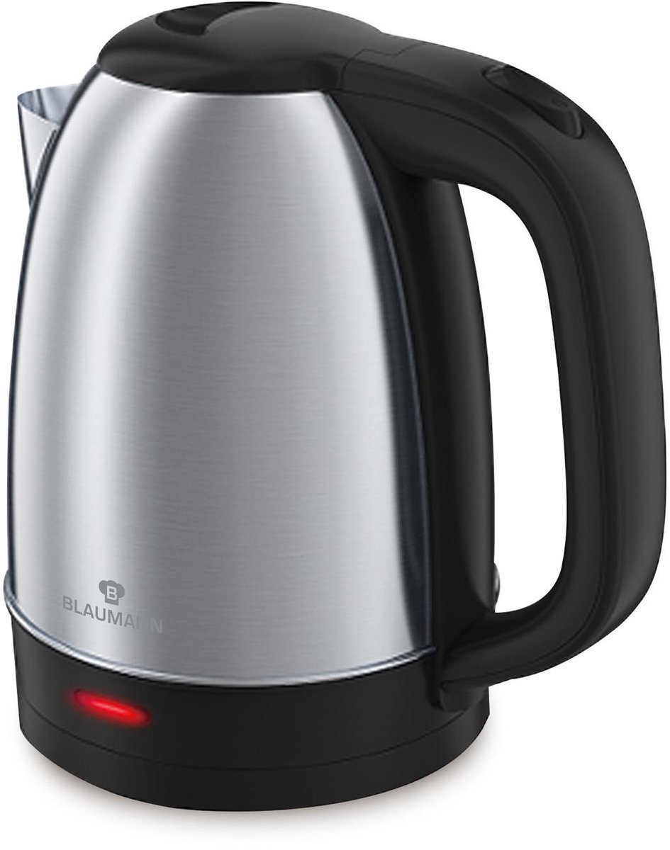 Blaumann waterkoker zwart zilver RVS 1,7L 1800W keukenapparaat.