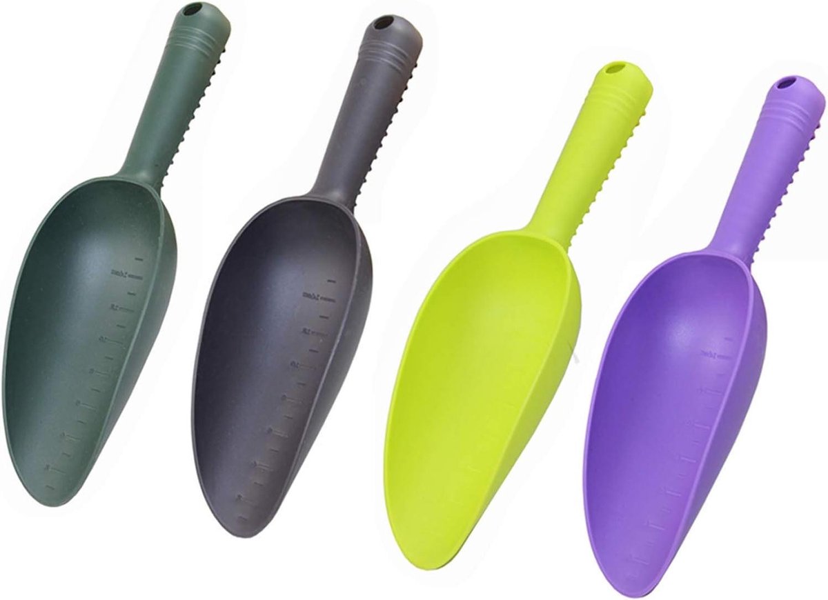 Plastic tuinschep set van 4 stuks - Handige troffels voor tuinieren - Planten verplanten, wieden en graven