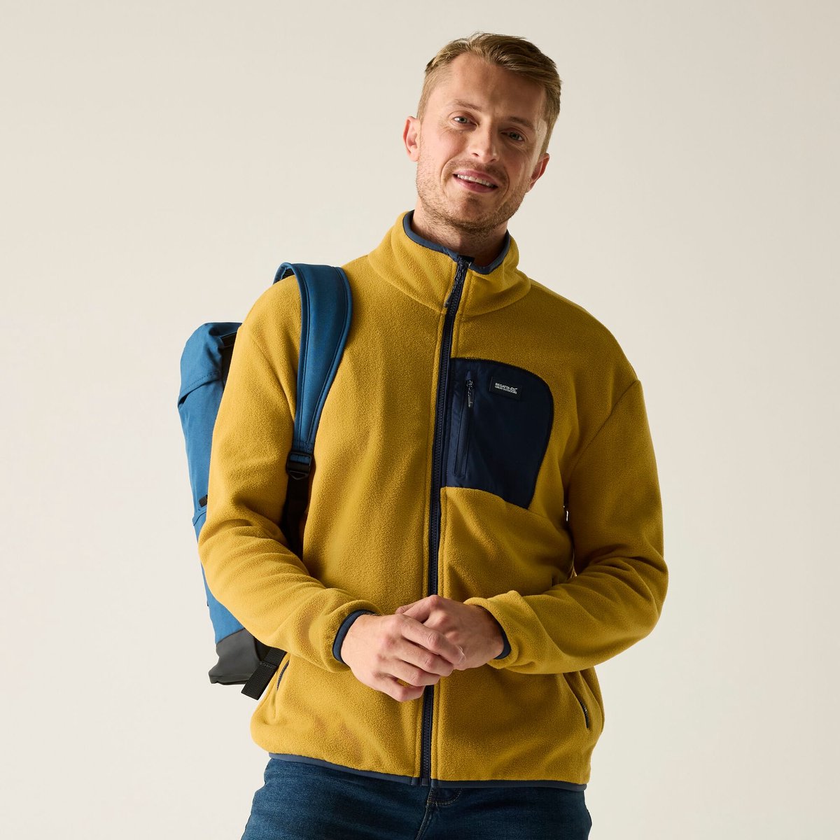 Frankie fleece fleece voor heren met volledige ritssluiting Geel