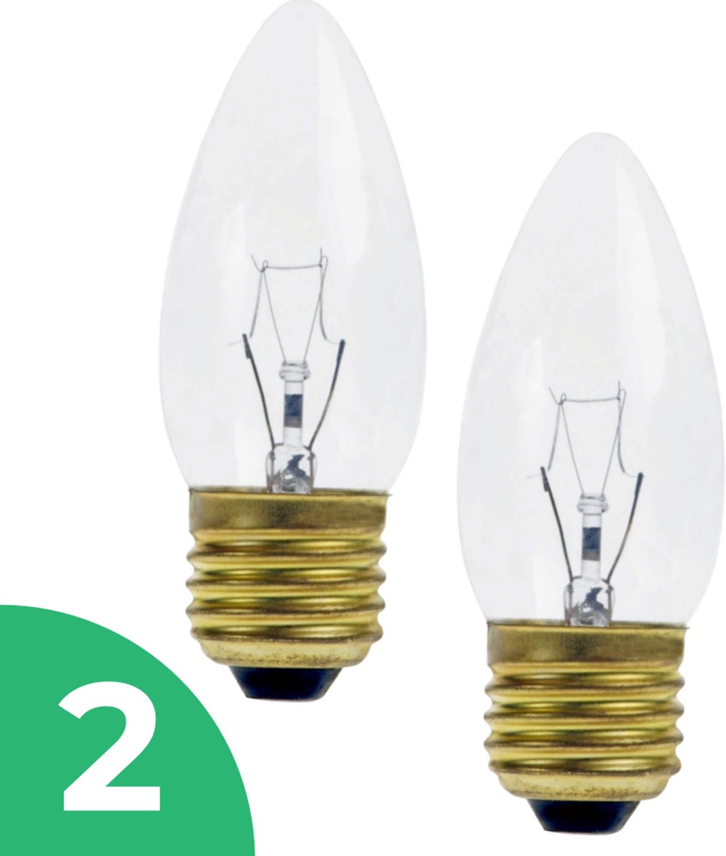 Trixline Kaarslamp Gloeilamp E27 - 40W - Warm Wit Licht (2700K) - 410 lm - 1 jaar - Dimbaar - 2 stuks