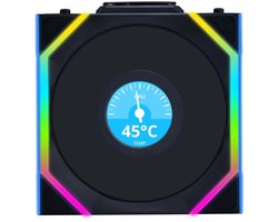 Lian Li UNI FAN SL Wireless LCD Reverse Blade Black - Ventilatorhuis - 120mm - 350 - 1900 rpm - 31 dBA - 4-pin PWM - Lian Li L-Connect - ARGB - zwart
