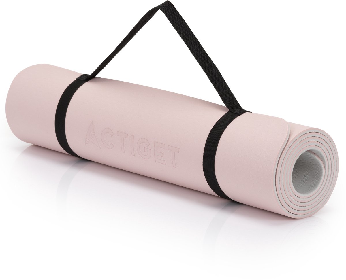 Actiget® Yogamat - Extra Dik - Inclusief Draagriem - 183 x 61 x 0.6 CM - Roze - TPE thumbnail 4