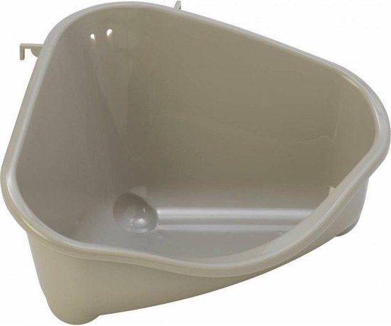Een warm grijs hoektoilet voor knaagdieren van Moderna, 35.5 x 23.4 x 19 cm.