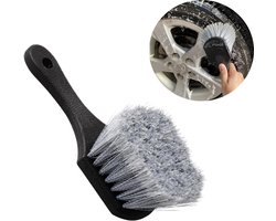 Bandenborstel - Hard plastic haren bandenborstel - Velgenborstel - Autoband borstel - Korte Steel - 215x55x55 mm - Voor Banden en Velgen Reiniging - Geschikt voor Auto - Motor en Fiets - Zwart - PP