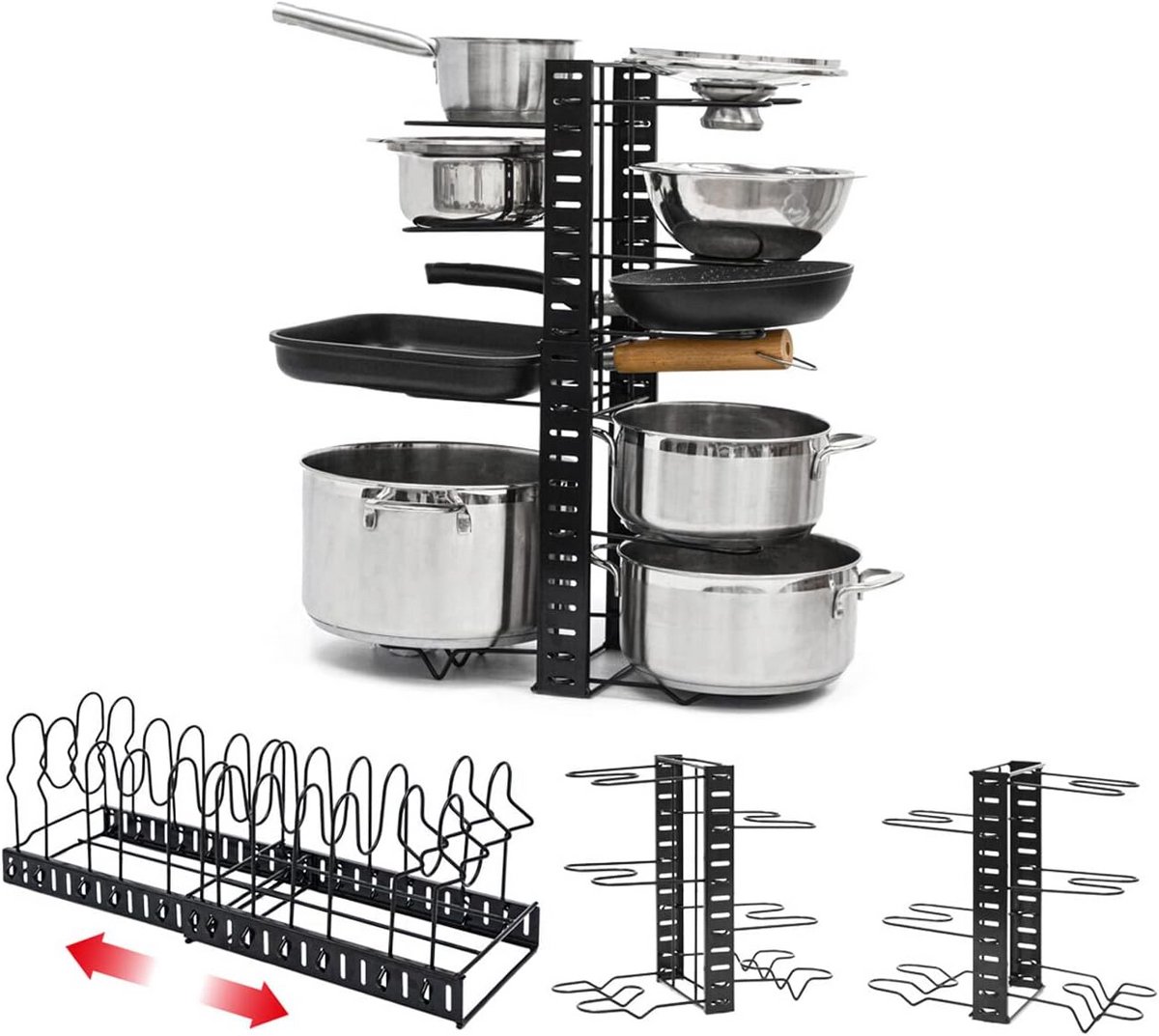 Uitschuifbare Potten en Pannen Organizer voor Kast of Lade - Flexibele Pan Opslag