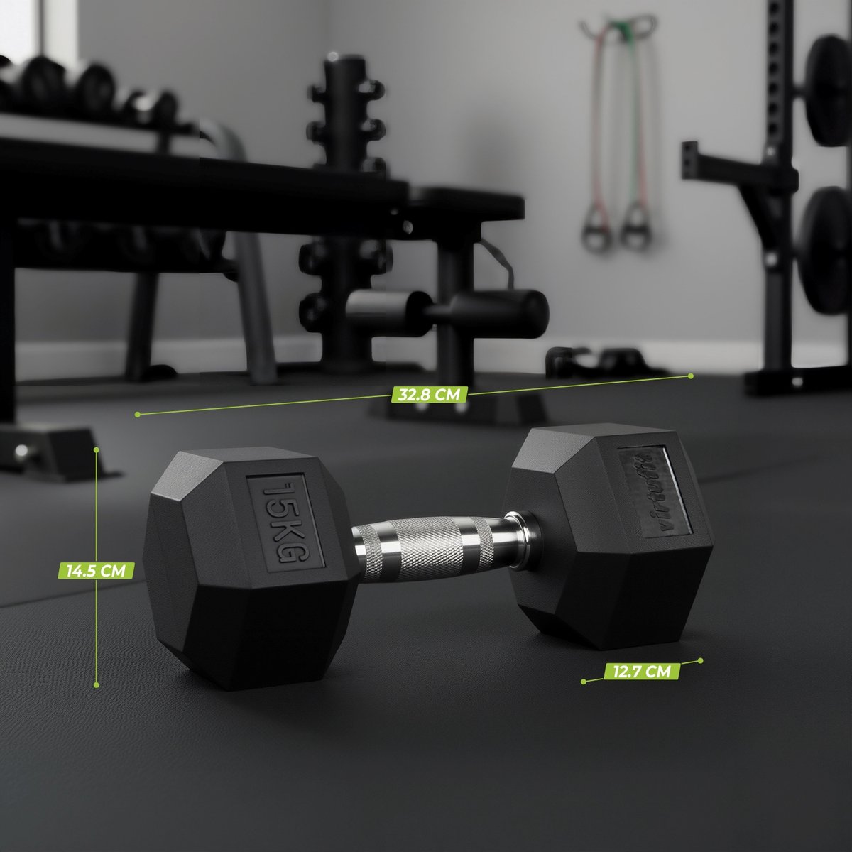 VirtuFit Hexa Dumbbell Pro - 15 kg - Hexagon Dumbbell - Duurzaam en Slijtvast - Krachttraining - Gewicht - CrossFit & Fitness - Geschikt voor Beginners en Professionals - Per Stuk Verkocht – foto 7