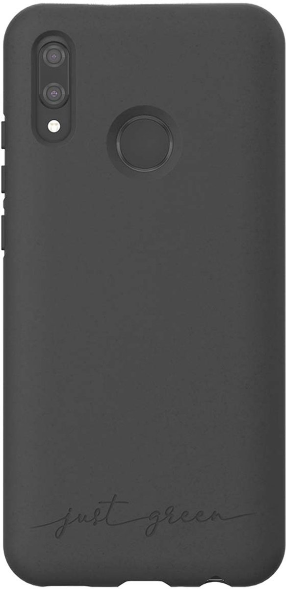 JUST GREEN, Hoesje voor Huawei P Smart 2019 Model Natura Compatibel met Draadloos Opladen, Zwart