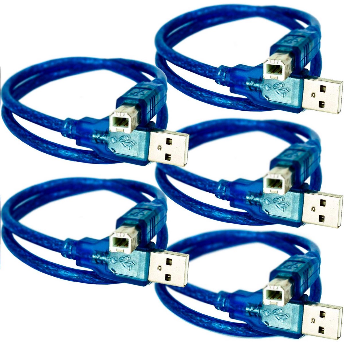 5x Blauwe USB Kabel voor Arduino en Raspberry Pi Projecten