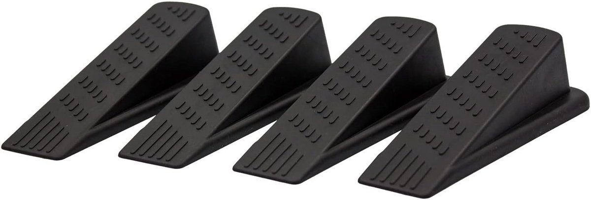 Set van 4 Zwarte Rubberen Deurwiggen - Vloer Stopper voor Binnendeuren en Buitendeuren