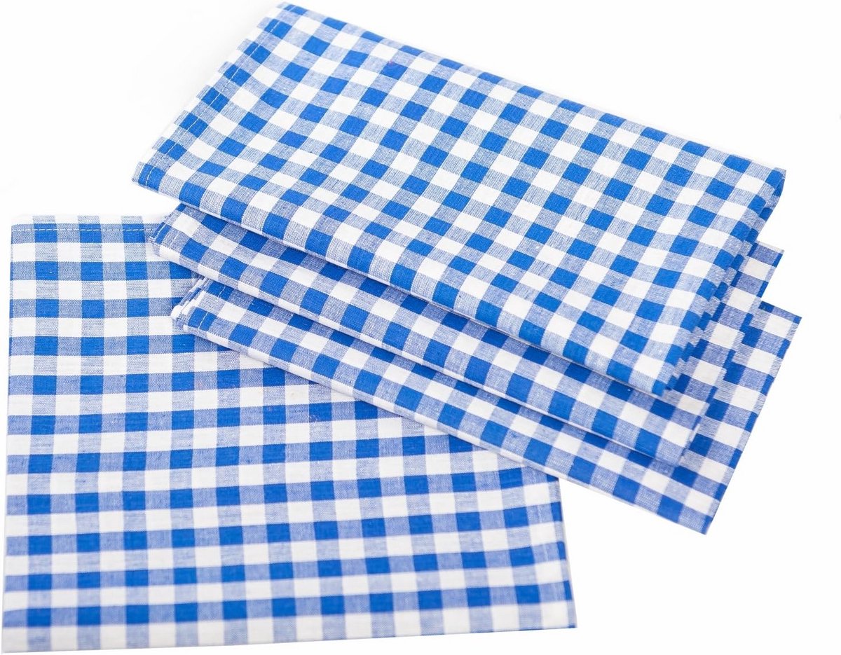 Tafelkleed Katoen Geruit Landhuisstijl Blauw Wit Verkrijgbaar in Diverse Maten