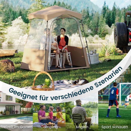 COSTWAY Sporttent, transparante tent met helder zicht, robuust frame en draagtas, campingtent outdoor, pop-up bubble tent voor sporten, aanmoedigen, kamperen van Costway — afbeelding 2