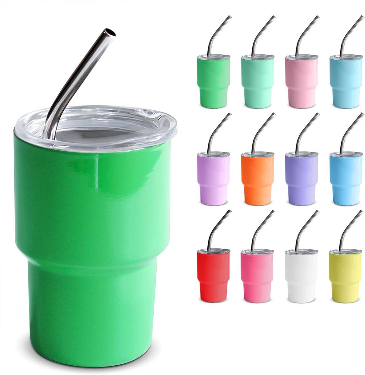 Set van 5 oz Mini Tumblers met Deksel en Rietjes voor Shots en Cocktails