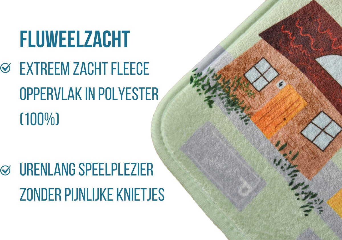 Mats & Joy® Village Auto Speelmat 110x170cm - Fluweelzacht - Anti-slip - Wasbaar - Groot Auto Speeltapijt voor Kinderen - Speelkleed Baby – Autokleed — afbeelding 11