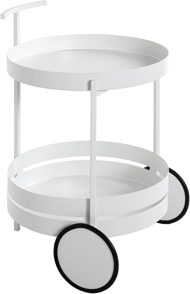 Moderne Serveerwagen Wit Metaal - Trolley met Wielen - Ø 42 cm