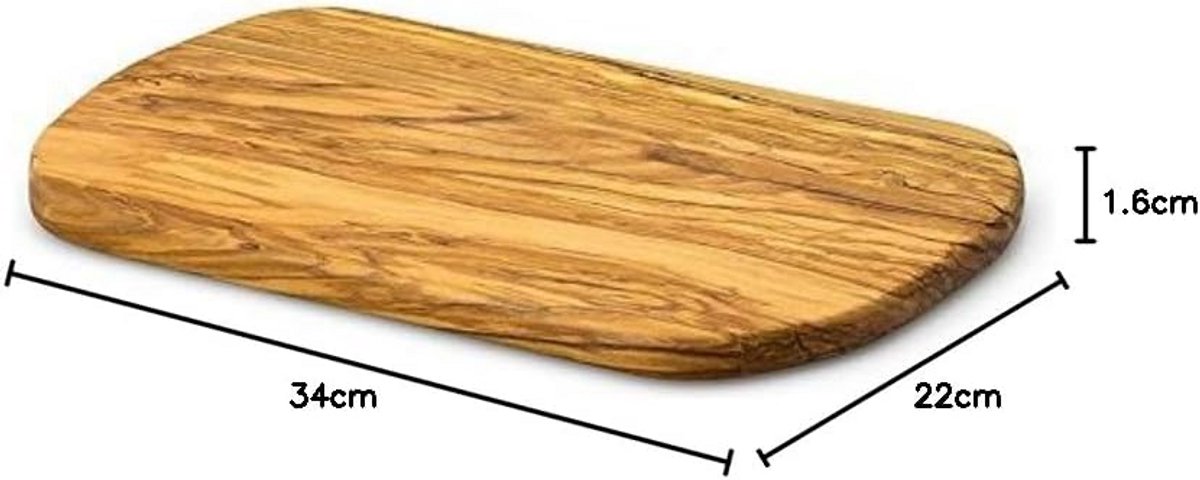 Massieve Olijfhouten Snijplank 34x22 cm - Handgemaakt Serveerplank Hout