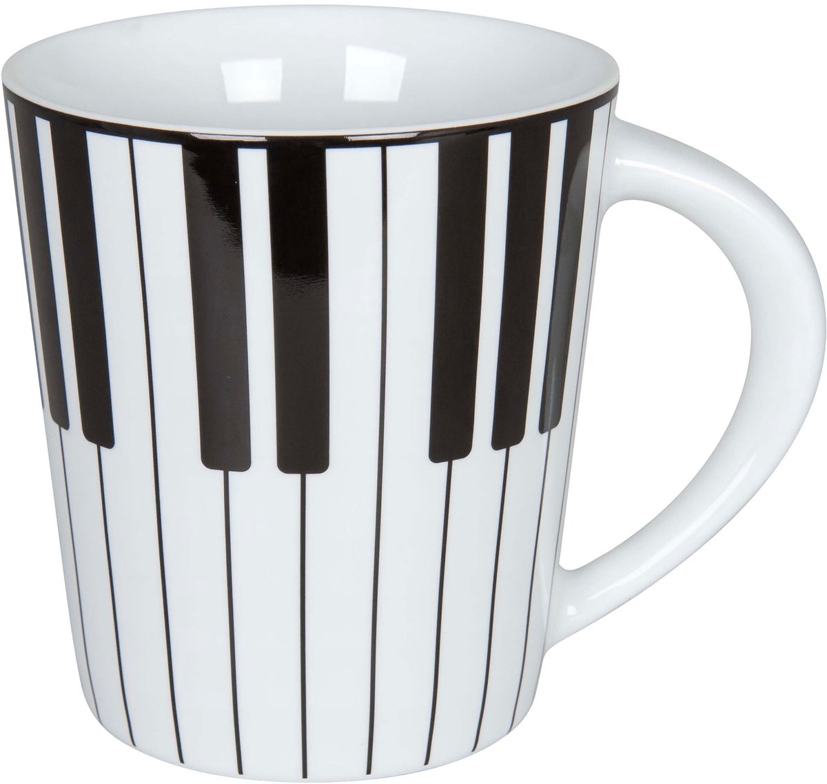 Könitz Pianomok, koffiemok, koffiekop, theekop, porselein, wit / zwart, 380 ml, 11 1 134 2302