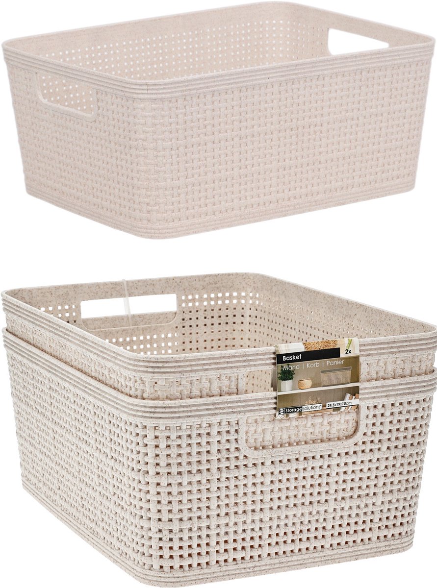 Opbergmandje ratan Sand speelgoed organizer set 2 stuks multicolor.