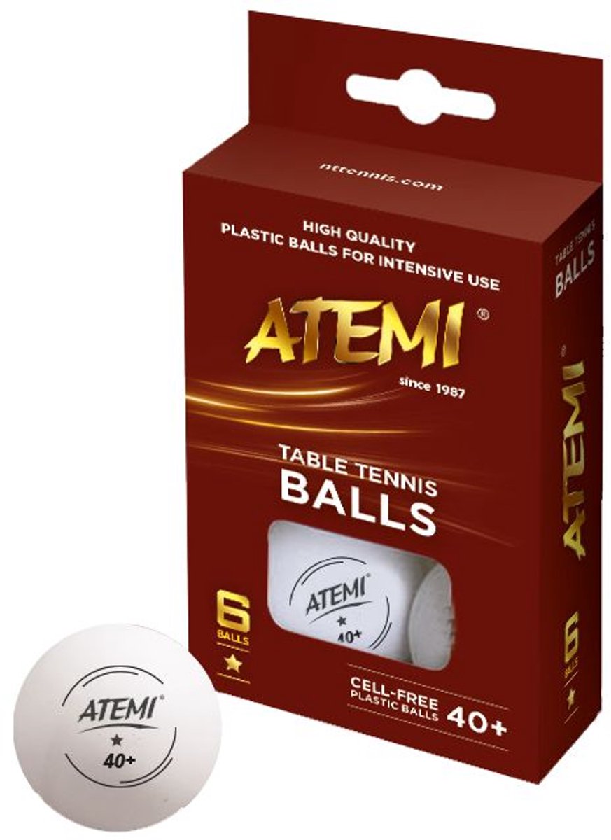 Tafeltennisbal ATEMI 1 ster wit/6 st.