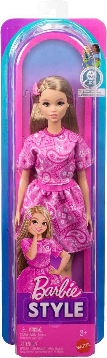 Barbie Fashionistas Style - Barbie Pop met roze paisley rok en blond haar — afbeelding 7