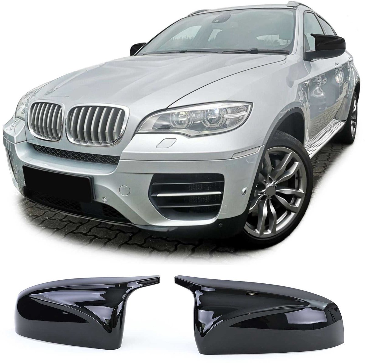 Spiegelkappen Voor BMW X5 E70 X6 E71 M Look glans zwart