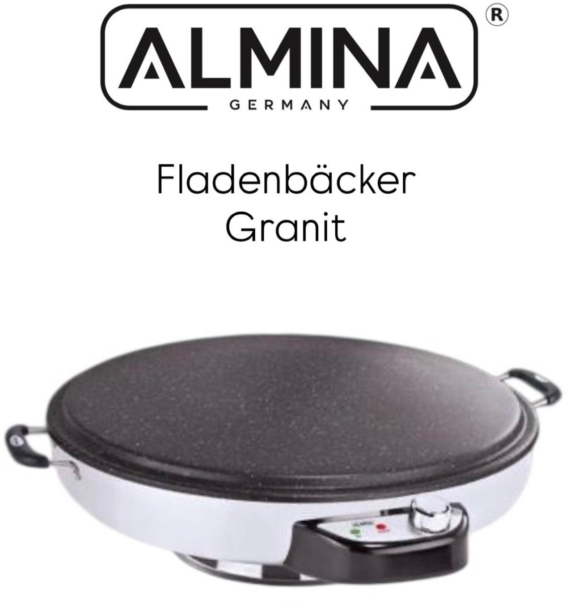 ALMINA Crêpe- en Pannenkoekenmaker Ø50 cm – Elektrische Bakplaat 2300W – Sac Bakplaat voor Brood, Yufka, Katmer en Deegproducten