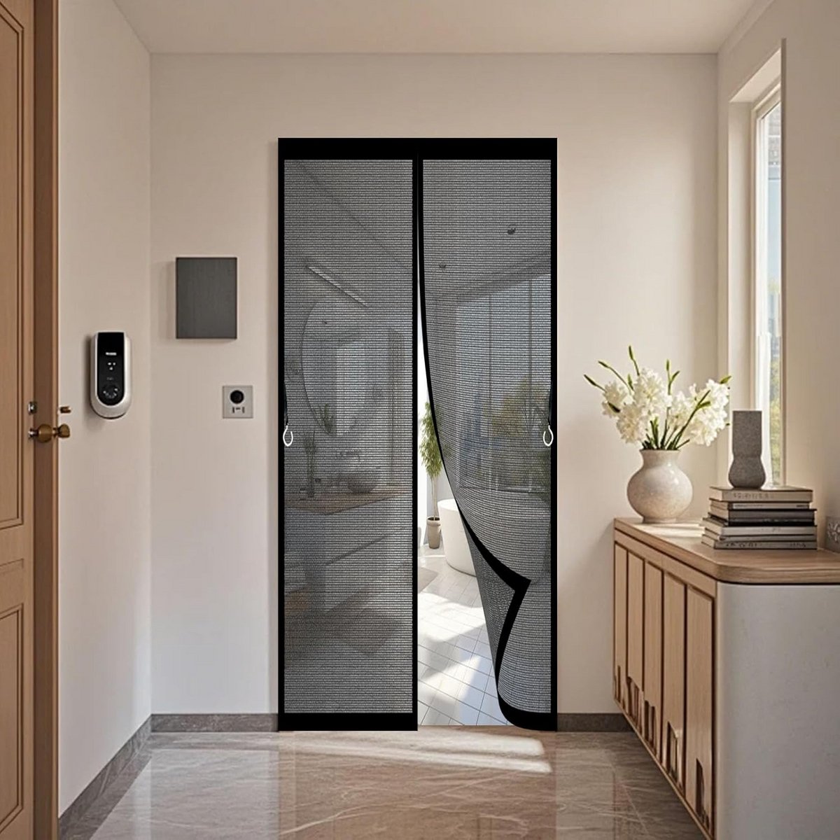Magnetisch Hor voor Openslaande Deur - Zwart - 81x235 cm - Zonder Boren Te Installeren